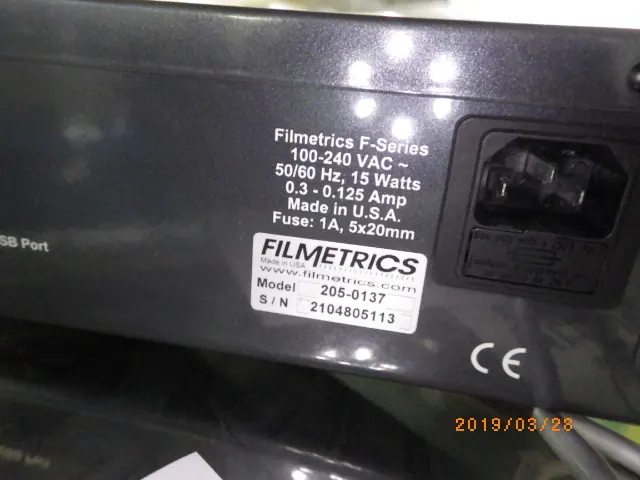 フィルメトリクス F20-XT 銘板写真(2/2)