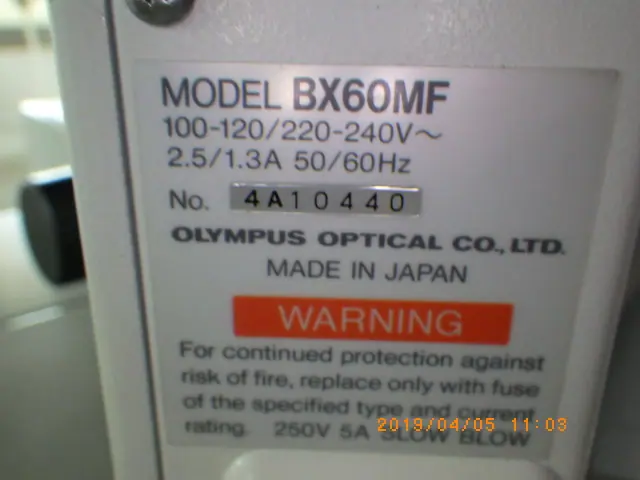 オリンパス Olympus BX60MF 銘板写真(2/2)