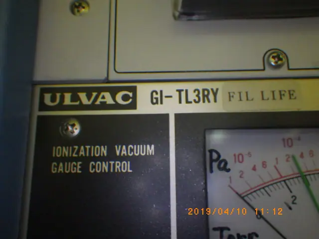 アルバック Ulvac GI-TL3RY 銘板写真(2/2)