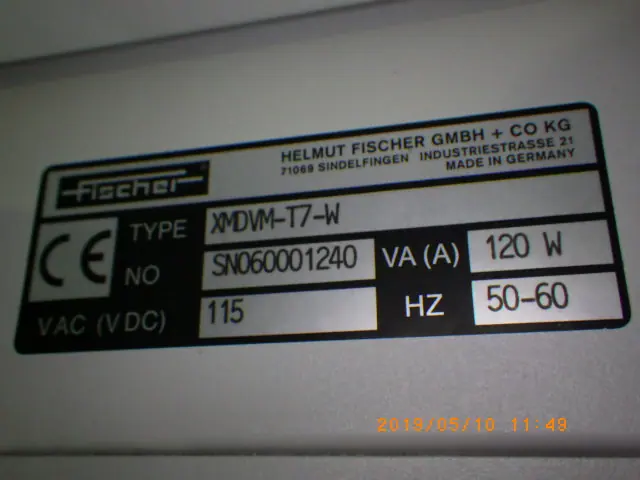 Fischer XMDVM-T7-W 銘板写真(2/2)
