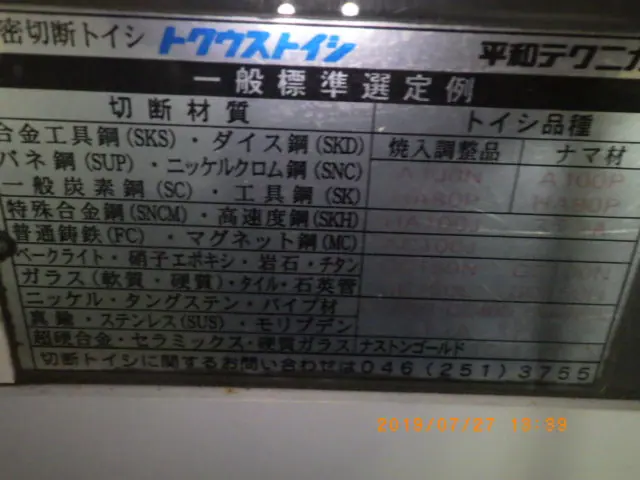 新東工業 HS-45AⅡ 銘板写真(2/2)