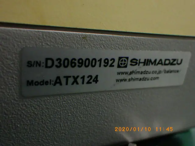 島津製作所 Shimadzu ATX124 銘板写真(2/2)
