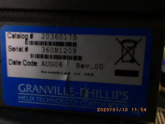 Granville-Phillips イオンゲージ(コントローラー) 銘板写真(2/2)