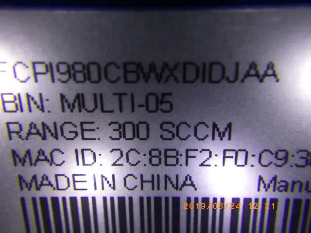 Aera FCPI980 銘板写真(2/2)