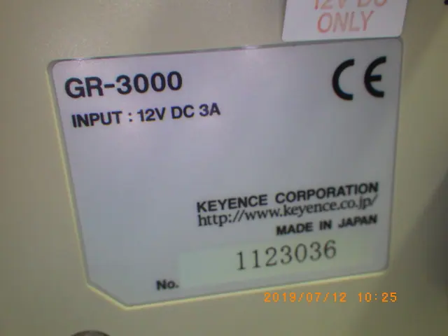 キーエンス Keyence GR-3000 銘板写真(2/2)