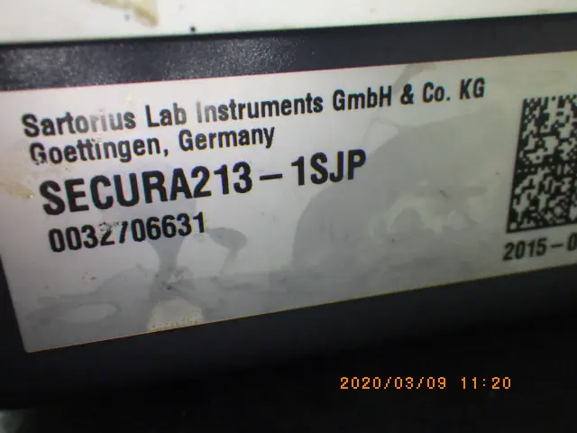 ザルトリウス Sartorius SECURA213-1SJP 銘板写真(2/2)