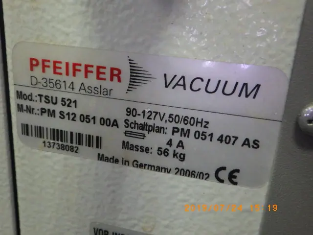 ファイファー Pfeiffer TSU521 銘板写真(2/2)