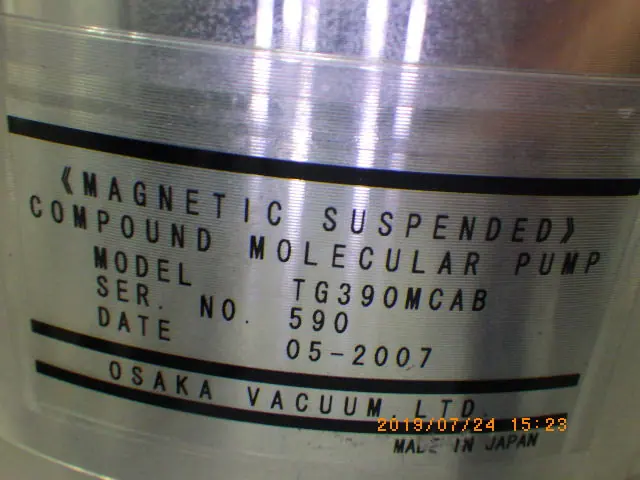 大阪真空機器製作所 TG390MCAB 銘板写真(2/2)