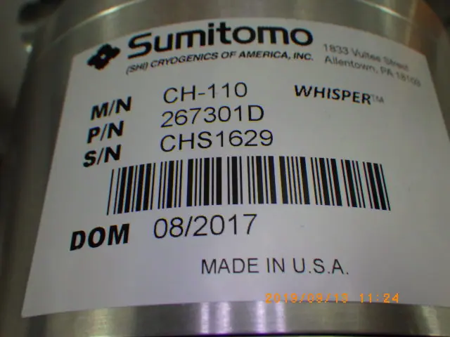 住友重機械工業 Sumitomo Heavy Industries CH-110 銘板写真(2/2)