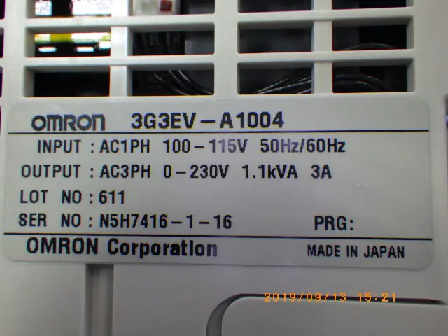 オムロン Omron 3G3EV-A1004 銘板写真(2/2)