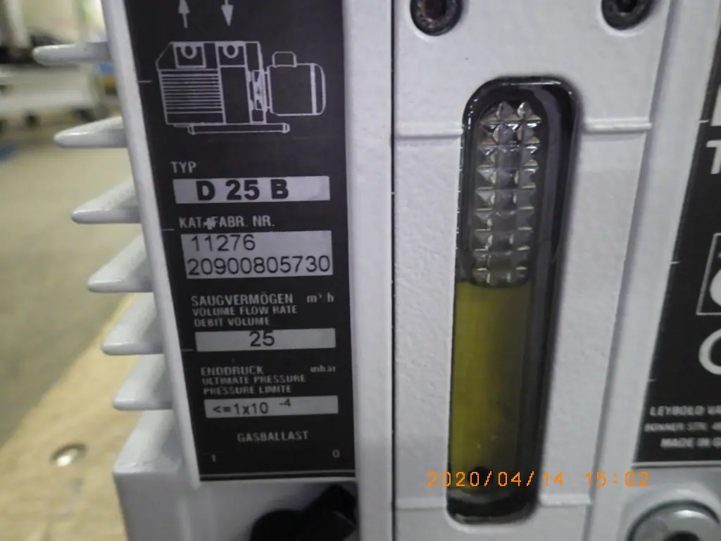 ライボルト Leybold D25B 銘板写真(2/2)