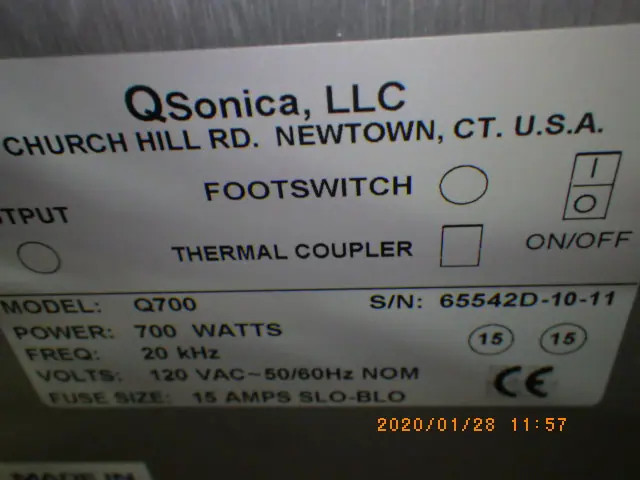 Qsonica Q700 銘板写真(2/2)