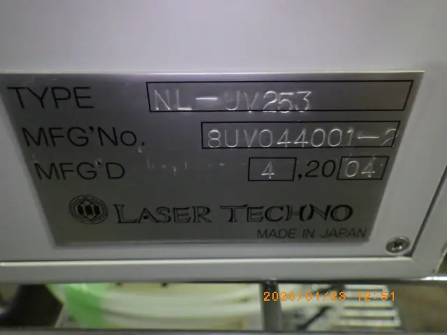 レーザーテクノ NL-UV253 銘板写真(2/2)
