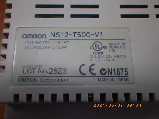 オムロン Omron NS12-TS00-V1 銘板写真(2/2)