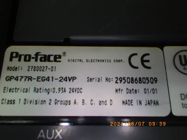 デジタル Digital GP477R-EG41-24VP 銘板写真(2/3)