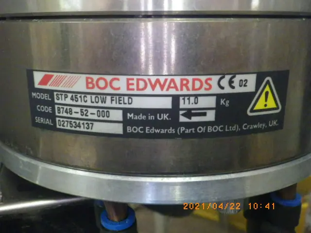エドワーズ Edwards STP451C 銘板写真(2/2)