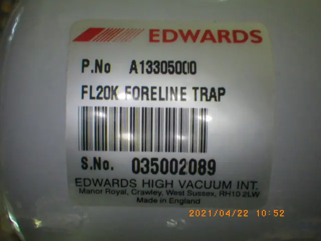 エドワーズ Edwards FL20K 銘板写真(2/2)