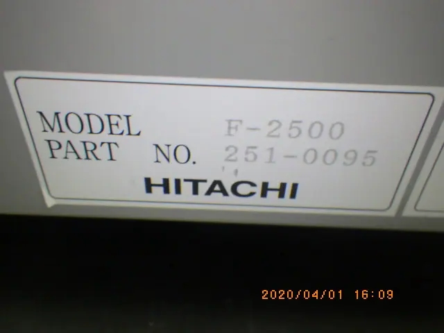 日立 Hitachi F2500 銘板写真(2/2)
