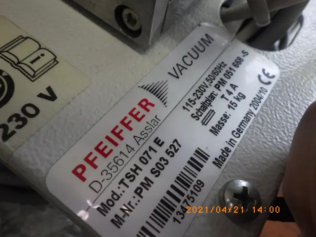 ファイファー Pfeiffer TSH071 銘板写真(2/2)