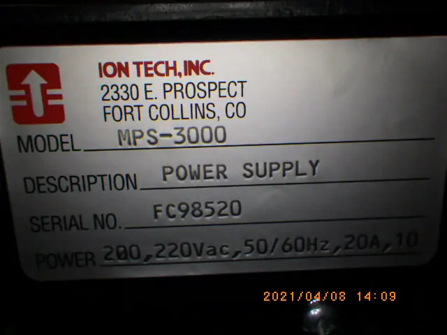 ion-tech MPS-3000 銘板写真(2/2)