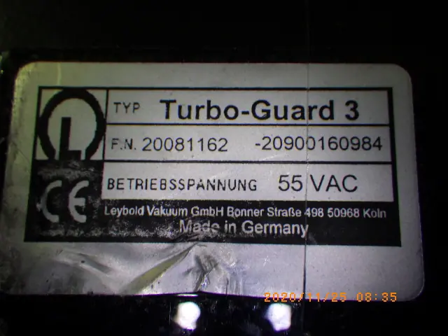 ライボルト Leybold Turbo-Guard 3 銘板写真(2/2)
