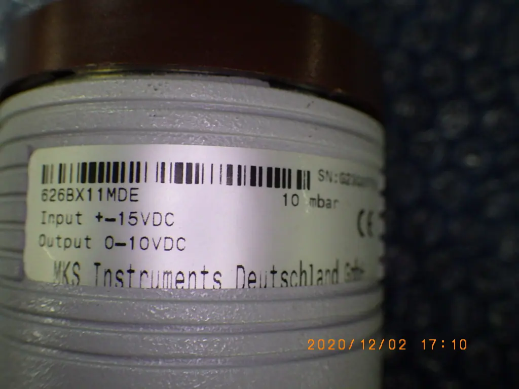MKS 626BX11MDE 銘板写真(2/2)