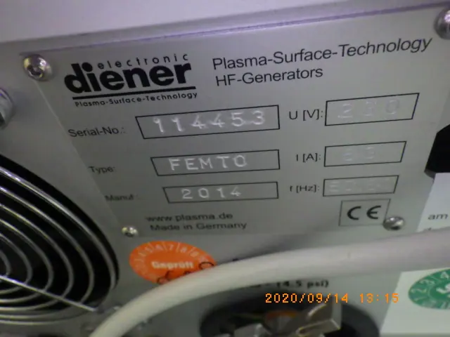 Diener FEMTO 銘板写真(2/2)