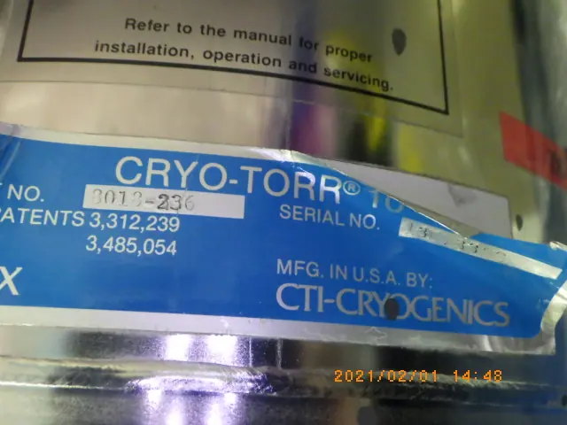 CTI-CRYOGENICS Torr10 銘板写真(2/2)