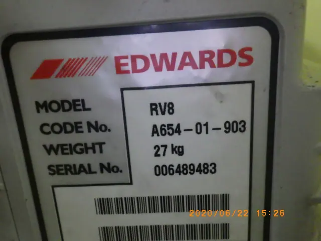 エドワーズ Edwards RV8 銘板写真(2/2)