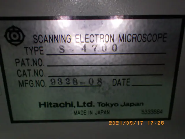 日立 Hitachi S-4700 銘板写真(2/2)