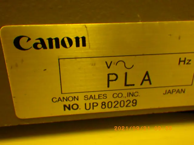 キヤノン Canon PLA-501S 銘板写真(2/2)