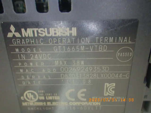 三菱電機 Mitsubishi GT1665M-VTBD 銘板写真(2/2)