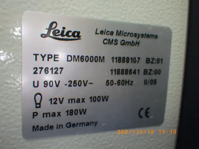 ライカ Leica DM6000M 銘板写真(2/2)