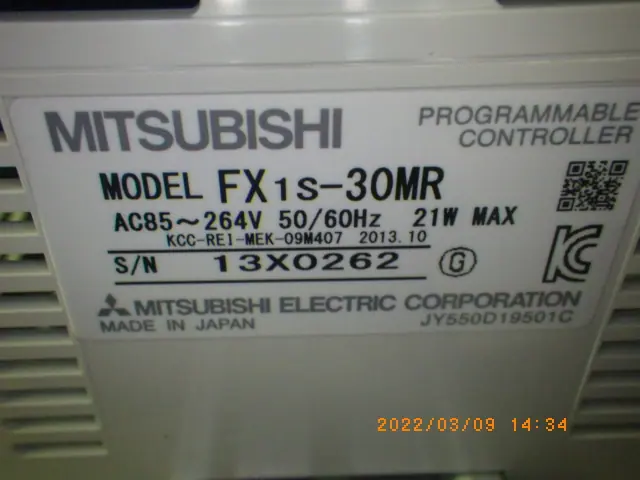 三菱電機 Mitsubishi FX1S-30MR 銘板写真(4/7)