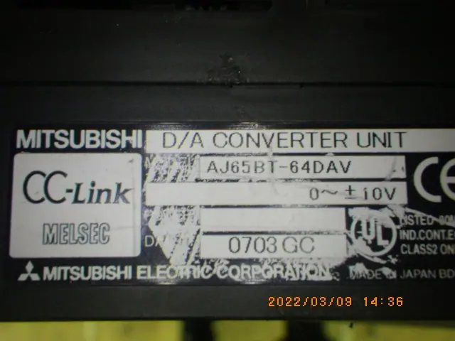 三菱電機 Mitsubishi AJ65BT-64DAV 銘板写真(2/2)