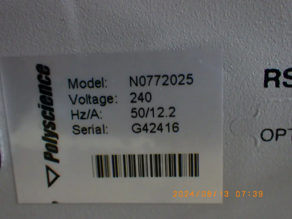 PolyScience N0772025 銘板写真(2/2)