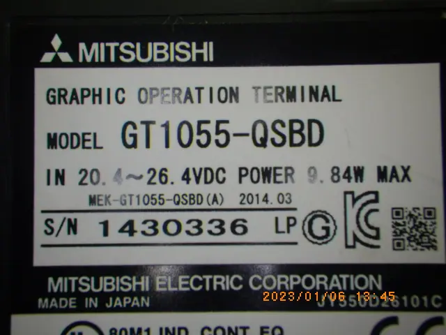 三菱電機 Mitsubishi GT1055-QSBD 銘板写真(2/2)