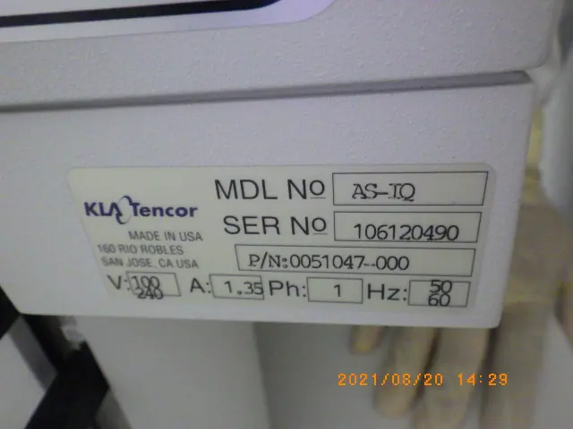 KLA-Tencor AS-IQ 銘板写真(2/2)