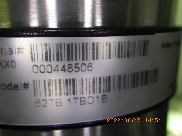 MKS 627B1TBD1B 銘板写真(2/2)