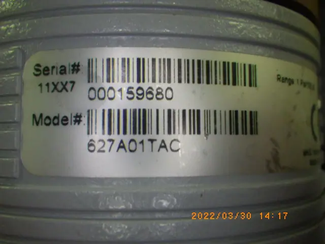 MKS 627A01TAC 銘板写真(2/2)