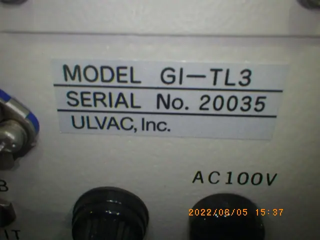 アルバック Ulvac GI-TL3 銘板写真(2/2)