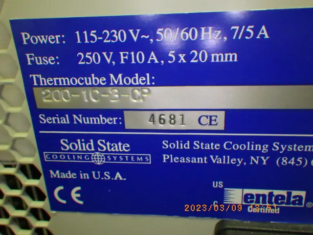 Thermocube Model 200-1C-3-CP 銘板写真(2/2)