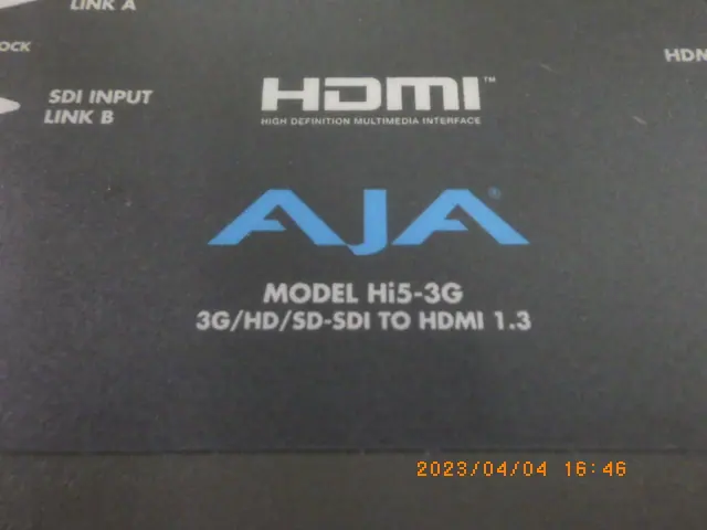 AJA Video Systems Hi5-3G 銘板写真(2/2)