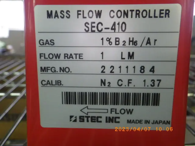 堀場エステック Stec SEC-410 銘板写真(2/2)