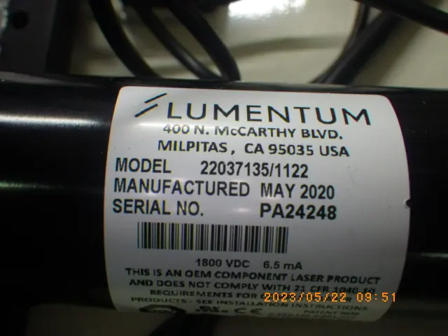 Lumentum #62-720-RCD-05P 銘板写真(2/2)