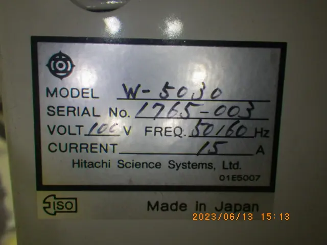 日立 Hitachi W-5030 銘板写真(2/2)
