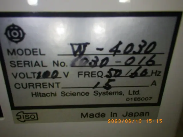 日立 Hitachi W-4030 銘板写真(2/2)