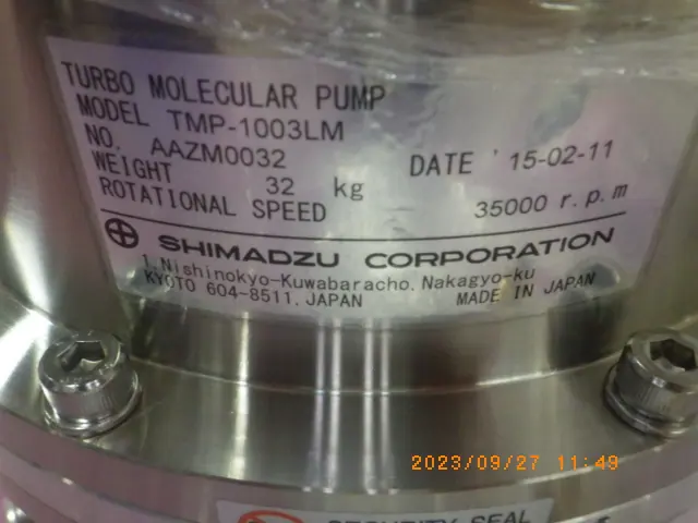 島津製作所 Shimadzu TMP-1003LM 銘板写真(2/2)