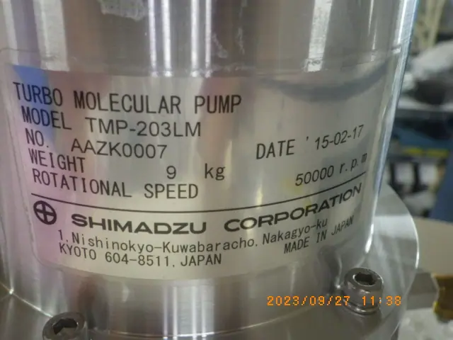 島津製作所 Shimadzu TMP-203LM 銘板写真(2/2)