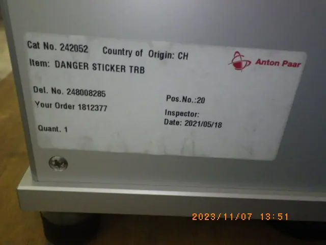 Anton Paar DANGER STICKER TRB 銘板写真(2/2)